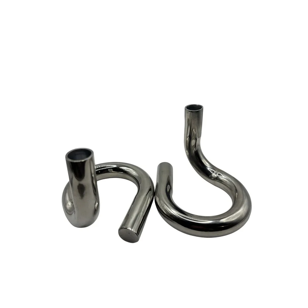 Target Modern Silver Serpentine Taper Candle Holder Set Discontinued Minimalist